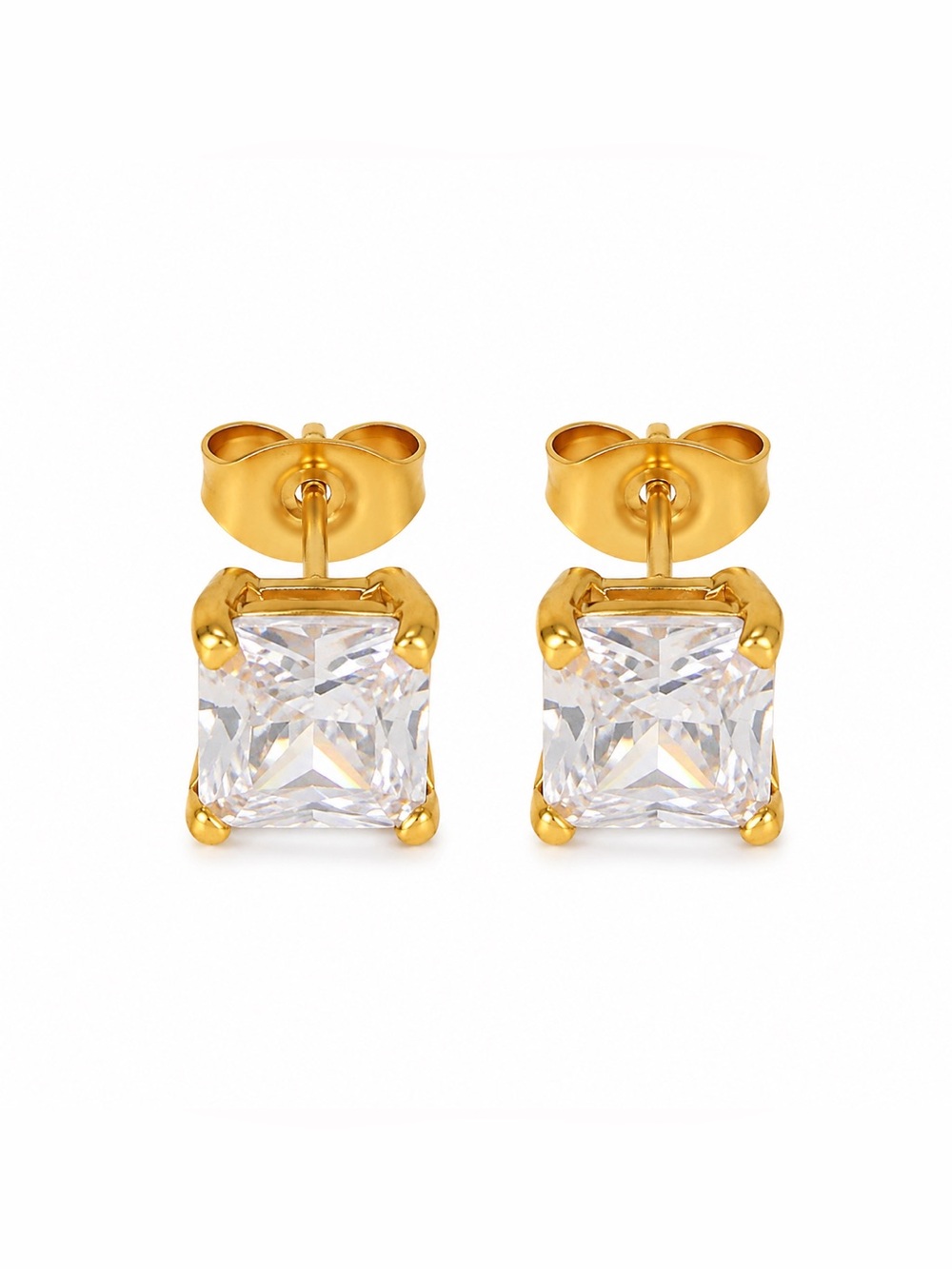 18K Gold Plated Cubic Zirconia Stud Earrings